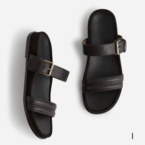 Madewell Dara Dark Brown Leather Slide Sandals